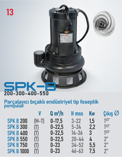 SPK-B 200 Serisi Pompalar