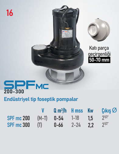 SPF mc 200 Serisi Pompalar