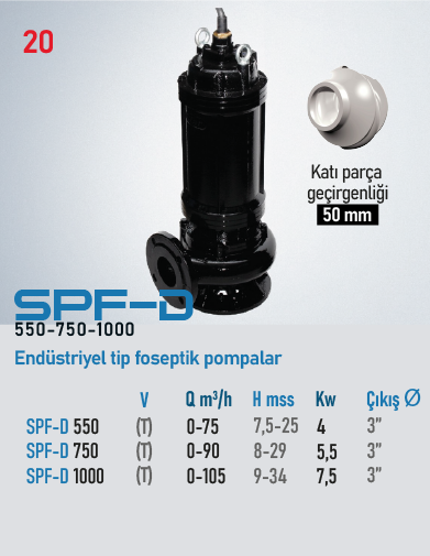 SPF-D 550 Serisi Pompalar