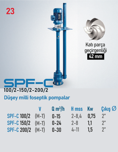 SPF-C 100/2 Serisi Pompalar