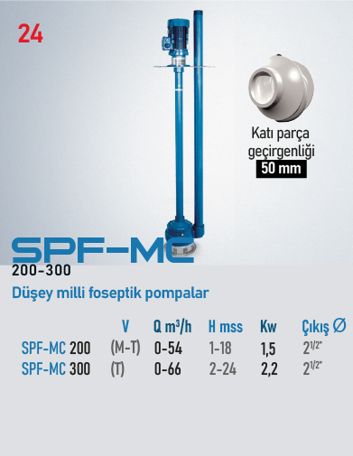 SPF mc 200 Serisi Düşey Milli Foseptik Pompalar