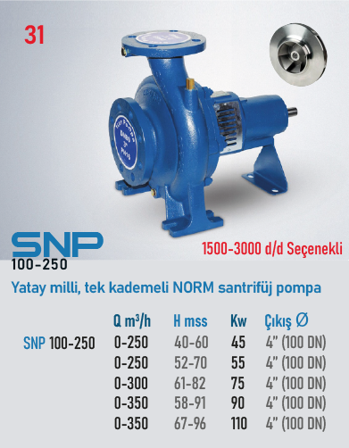 SNP 100-250 Serisi Santrifüj Pompalar