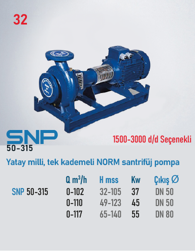 SNP 50-315 Serisi Pompalar