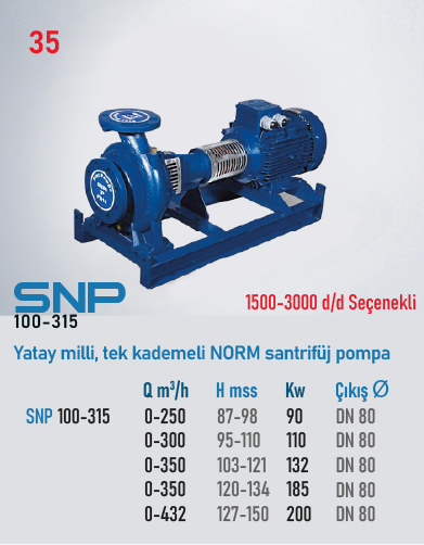 SNP 100-315 Serisi Pompalar