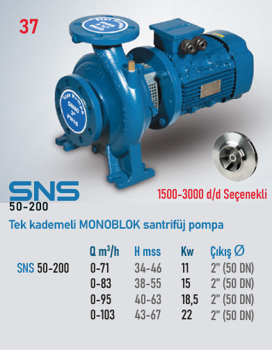 SNS 50-200 Serisi Pompalar