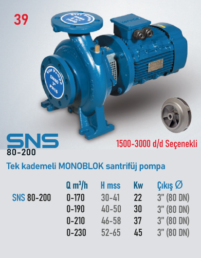 SNS 80-200 Serisi Pompalar