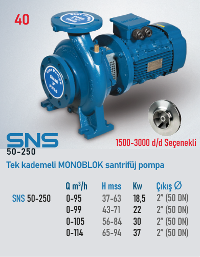 SNS 50-250 Serisi Pompalar