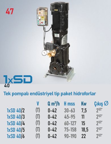 1xSD 40 Serisi Hidroforlar