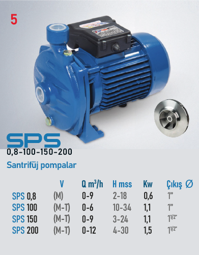 SPS 0,8-100-150-200 Serisi Pompalar