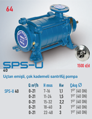 SPS-U 40 1500 d/d Serisi Pompalar