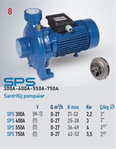 SPS 300A-400A-550A-750A Serisi Pompalar